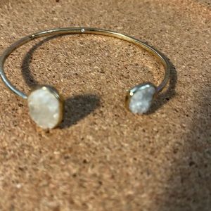 Druzy open cuff stackable gold bracelet asymmetric